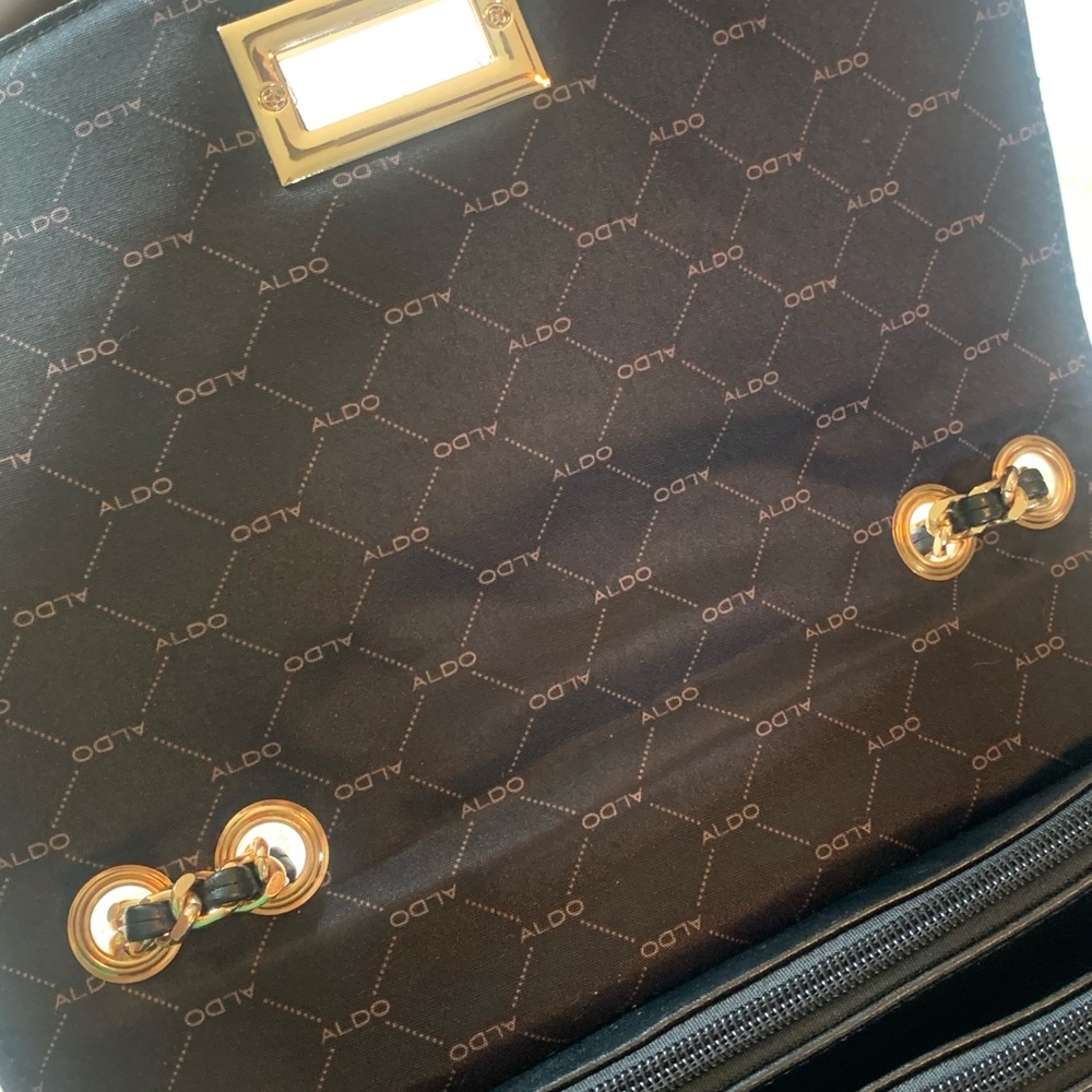 Aldo Black Quilted Crossbody Bag with Gold Chain - Picture 5 of 11